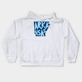 Arkansas Doodle Letters Map Outline-blue Kids Hoodie